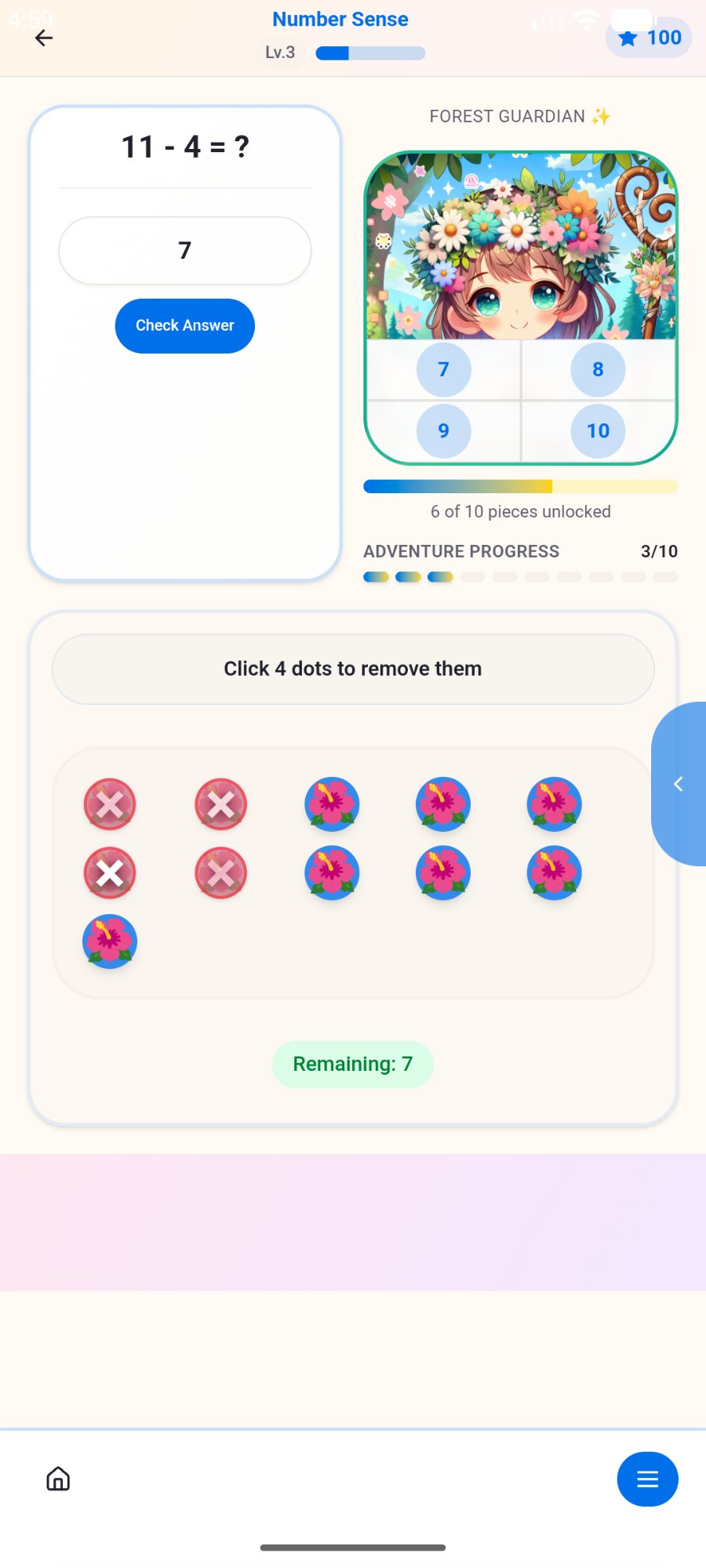 Number Sense activity with visual counting